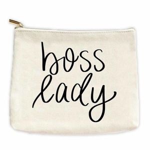 Boss Lady Cotton Canvas Makeup Bag | Inspirational Motivational Gift for Her